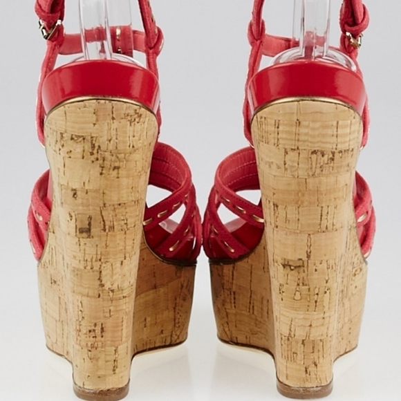 Christian Dior red leather wedge heels - Picture 3 of 10